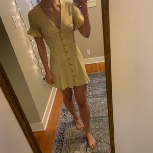 Reformation yellow button down dress